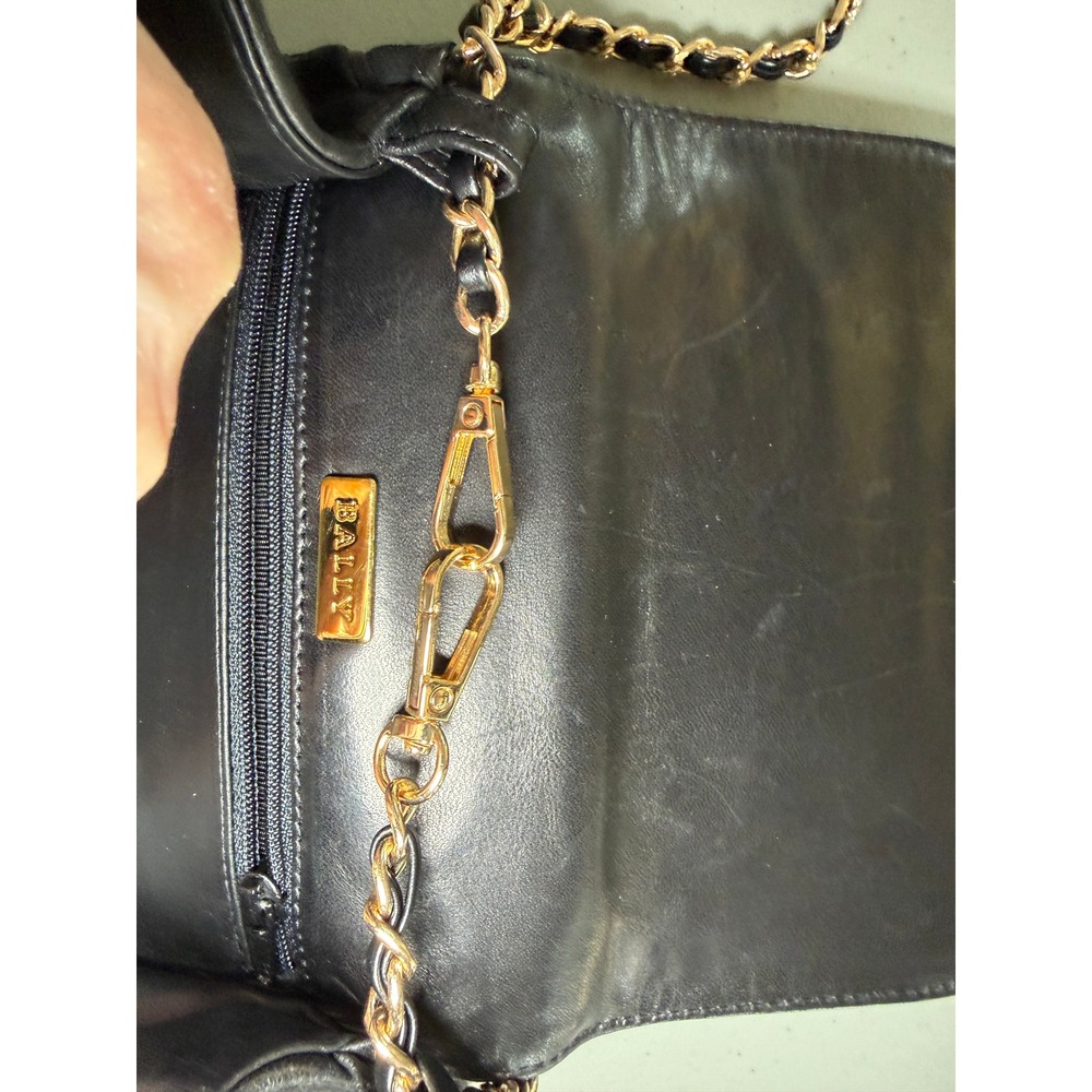Vintage Bally Black Woven Suede Leather Top Handle Bag Gold Hardware - Picture 14 of 15